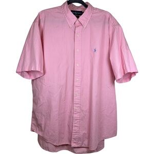 Ralph Lauren Blake Pink Short Sleeve Button Down Shirt XL Preppy Classic